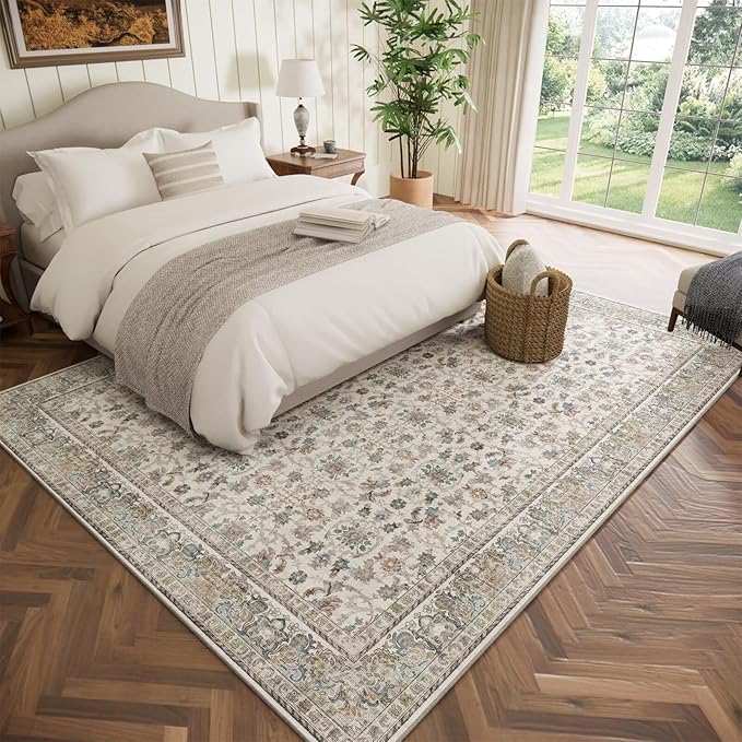Washable 5x7 Area Rugs for Living Room, BoHo Non-slip Vintage Distress Rugs for - Image 2