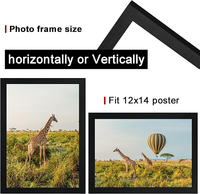 TKYGU 12x14 Picture Frame Black Set of 3, Wooden Frame 12x14 Wall Gallery - Image 2