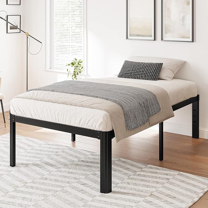 Hunlostten 18in Twin XL Heavy Duty Bed Frame No Box Spring Needed, Tall Metal - Image 2