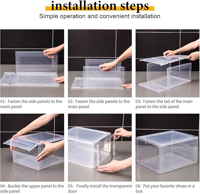 Attelite Clear Shoe Box, Plastic Stackable Shoe Storage Organizer - Image 5