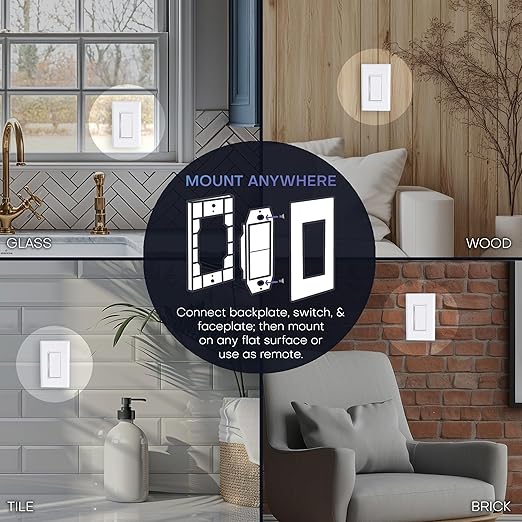 RunLessWire 4-Way Battery-Free DIY Wireless Light Switch Kit 150ft RF Range - Image 4