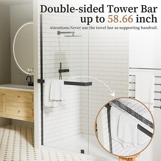 36" W x 76" H Fixed Glass Shower Panel, Frameless Shower Glass Panel - Image 4