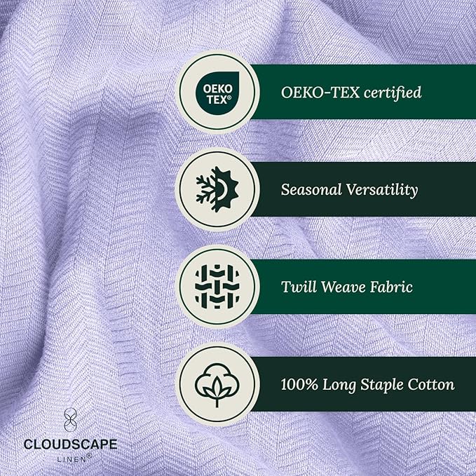 Cloud Scape Linen 100% Cotton Blanket King 92x108 Lavender Blue - Image 3