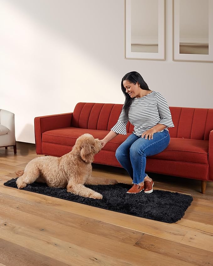Ophanie Runner Rug for Hallway, 2x6 Bedroom Black Runner Rugs, Non Slip Fluffy - Image 5