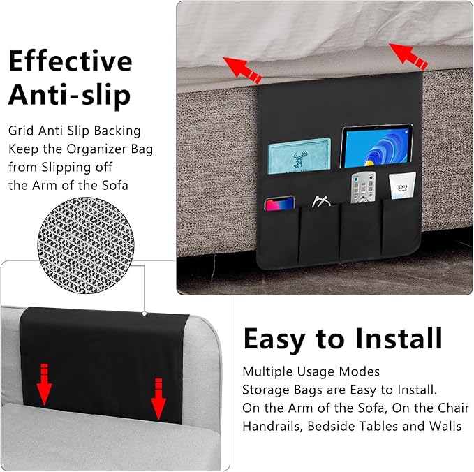 WETRBWEH Non-slip Couch Organizer Armchair Caddy, Oxford TV Remote Control - Image 4