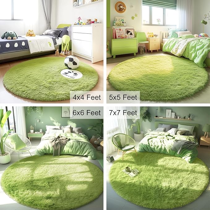 OLANLY Grass Green Round Rugs for Bedroom - Image 8