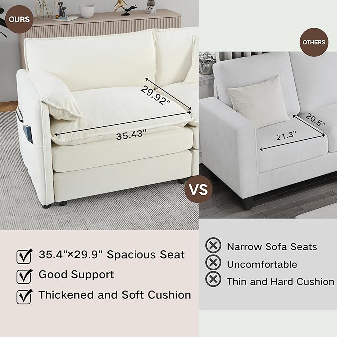 KEIKI Oversized Accent Chair Set of 2, Comfy Chenille Upholstered Armchairs - Image 5