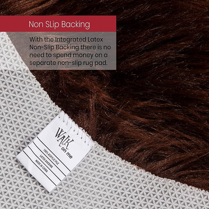 Silky Soft Faux Fur Rug, 2 ft. x 6 ft. Brown Fluffy Rug, Sheepskin Area Rug - Image 5