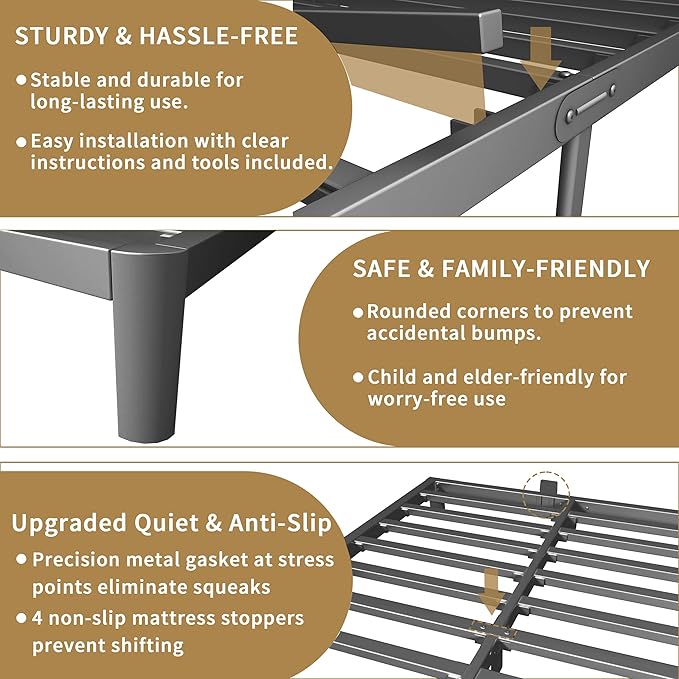 ITIMIDI 4 Inch Full Bed Frame, Platform Bed Frames - Image 6