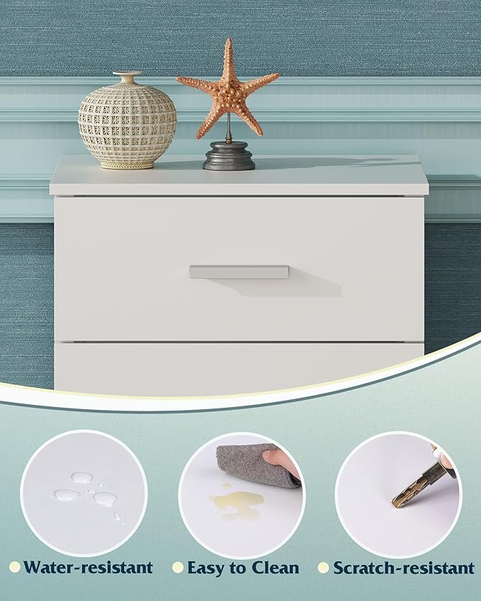 WLIVE White Night Stand with 3 Drawers, Small Nightstand with Storage, Wooden - Image 5
