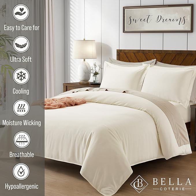 Bella Coterie Luxury Bamboo Viscose Queen Size Duvet Cover Set | 100% - Image 2