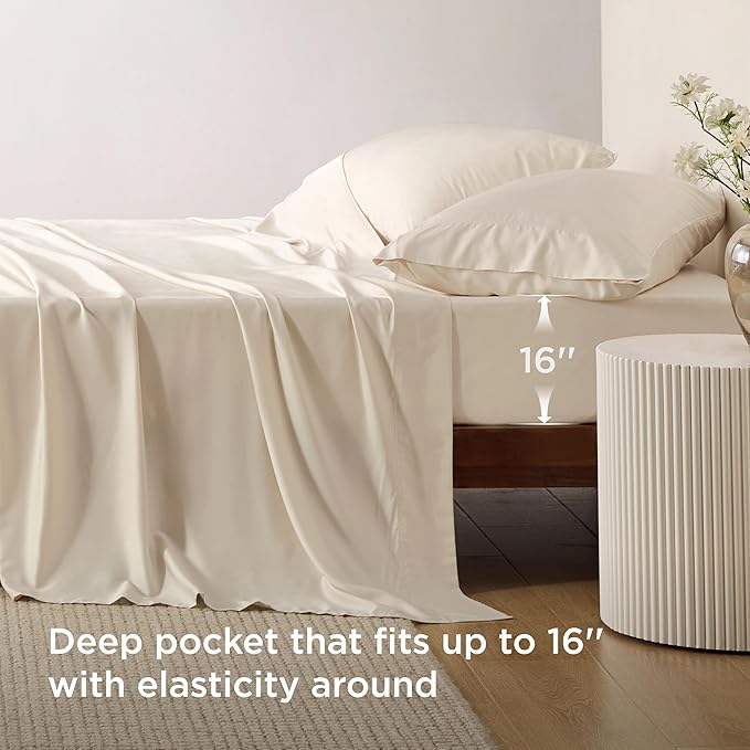 Bedsure Full Size Bed Sheets, Cooling Sheets, Rayon Derived from Bamboo - Image 4