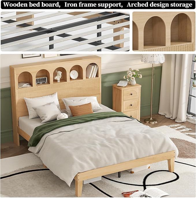 Queen Bed Frame, Storage Headboard - Image 6