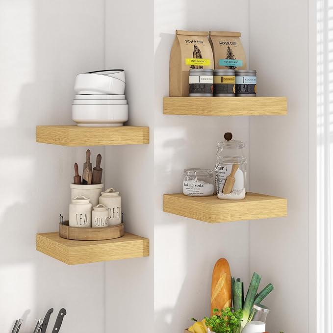 Axeman Square Floating Shelves for Wall, 4 Pack Wall Mounted Floating Shelf - Image 2