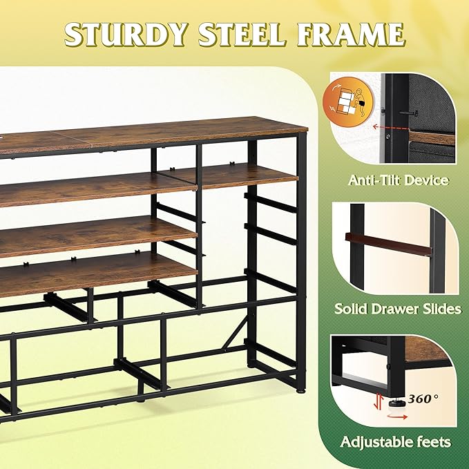 WLIVE TV Stand for 55, 65 inch TV, Entertainment Center - Image 9