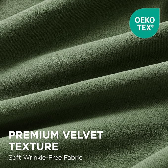 Joydeco Olive Green 100% Blackout Curtains 90 Inch 2 Panels, Luxury Thermal - Image 2