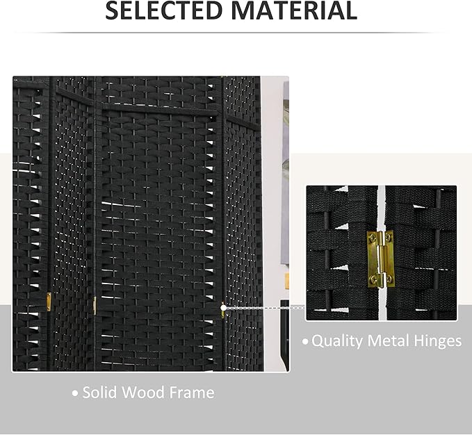 HOMCOM Room Divider, 6 Panel Folding Privacy Screen, 5.6' Tall Freestanding - Image 5