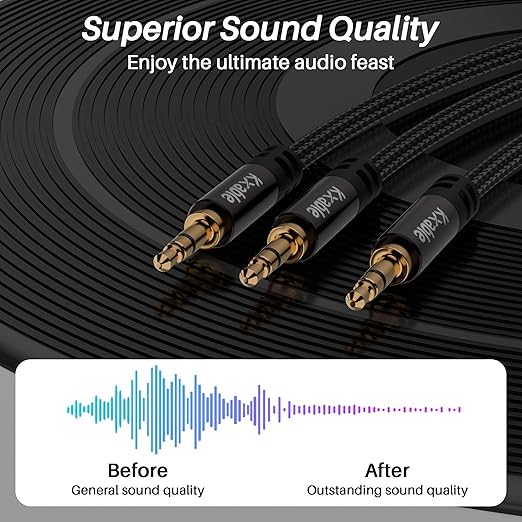 Kxable 1/8 Inch TRS Stereo Y Splitter Cable 6FT, 3.5mm Male to 2-Male - Image 6