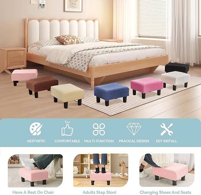BRIAN & DANY Small Foot Stool Ottoman, Footstool - Image 5