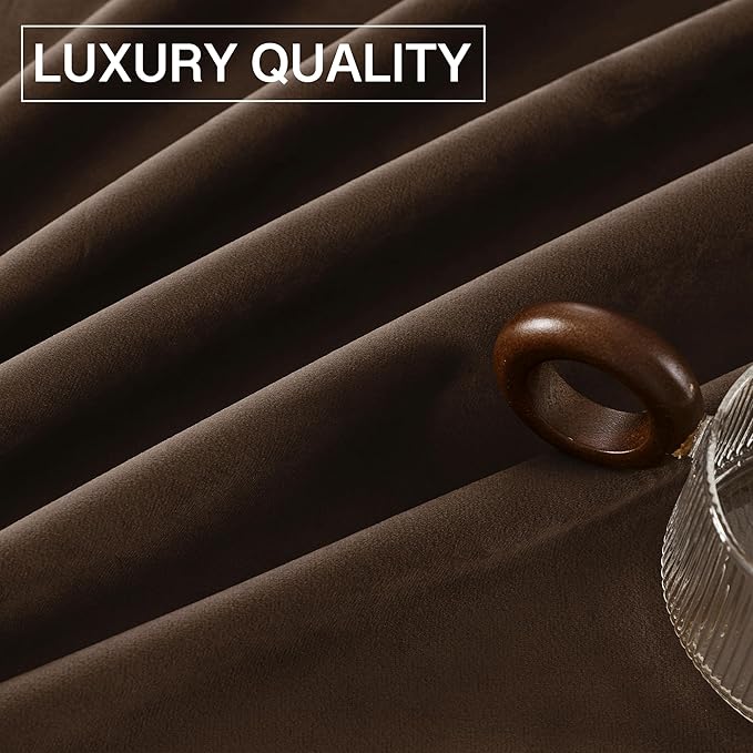 StangH Brown Velvet Curtains Luxurious Thermal Insulated Drapes - Image 8