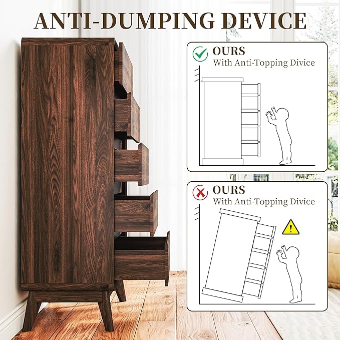 50" Tall Dresser for Bedroom, Vertical Dressers - Image 6