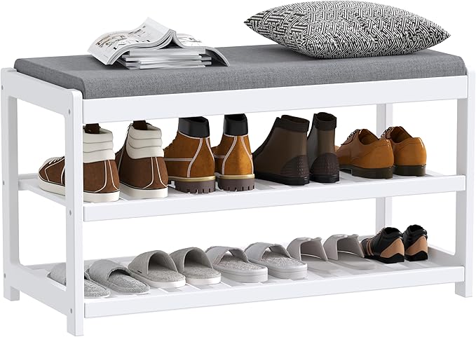 Shoe Bench Entryway, 100% Solid Solid Wood Shoe Rack Bench - Image 9