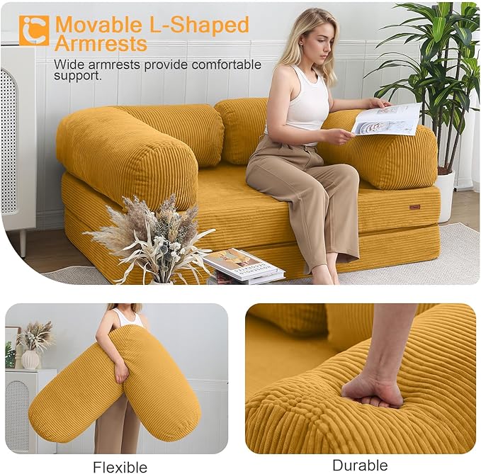 COMAX Folding Sofa Bed, 4-in-1 Convertible Foldable Floor Couch Futon Sofa - Image 7