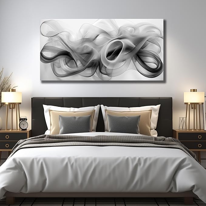 JuhaiArt White Canvas Wall Decorations Black Wall Art Large Abstract Canvas - Image 3