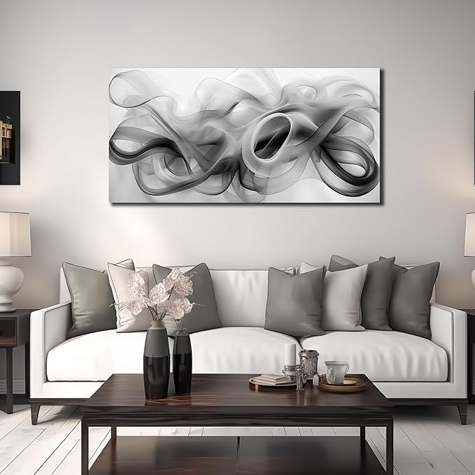 JuhaiArt Abstract Wall Art Black Picture Art Black Wall Decor White Wall Art - Image 3