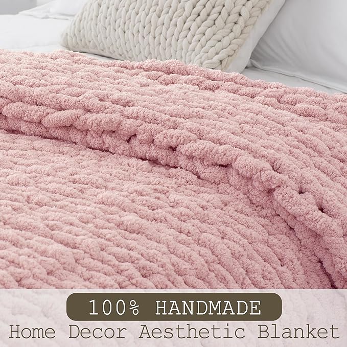 Chunky Knit Throw Blanket 50"X 60", 100% Handmade - Image 2