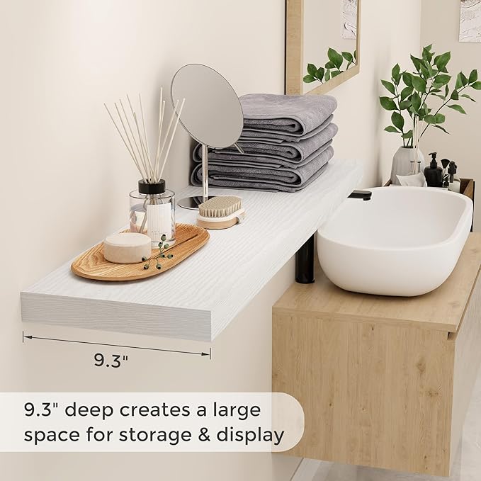 40 Inch Floating Shelves for Wall, 9.3 Inch Deep Shelves for Books & Decor - Image 4
