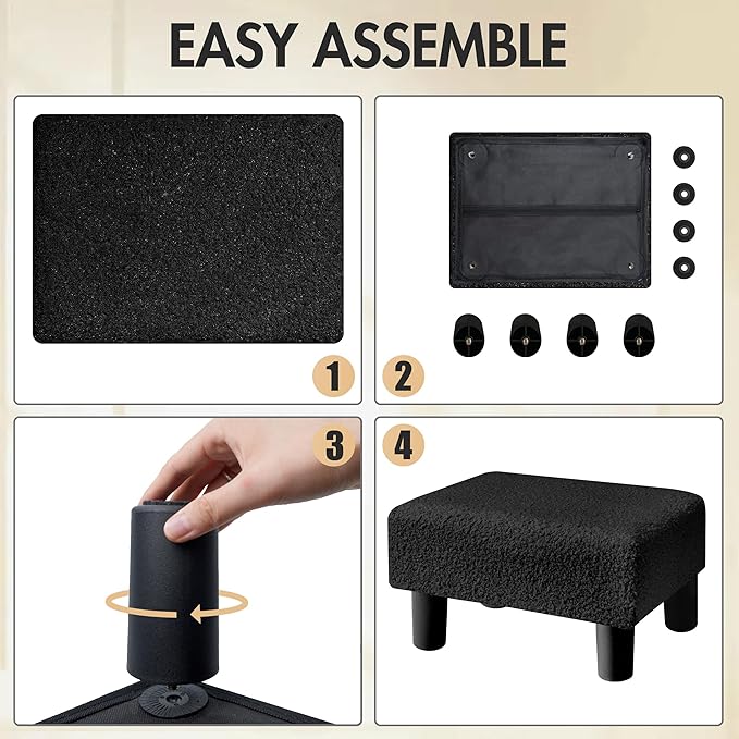 BRIAN & DANY Small Foot Stool Ottoman, Footstool - Image 4