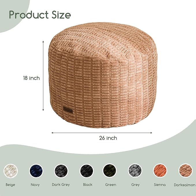 HIGOGOGO Pouf Ottoman Stuffed Round Modern Foam Filled Foot Rest Poufs - Image 2