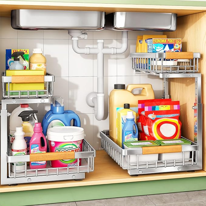 Under Sink Organizer, Stainless Steel 1-Pack 2 Tier Under Sink Organizers and by Kitstorack