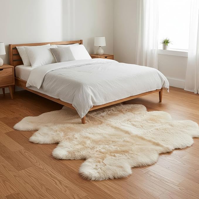Premium Genuine Sheepskin Rug 6' x 8' Long Fur Soft & Natural Shaggy Living - Image 4