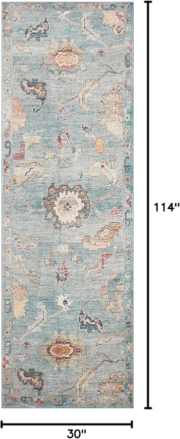 Loloi Margot Collection MAT-06 Denim/Multi 2'-6" x 9'-6" Runner Rug feat. - Image 2