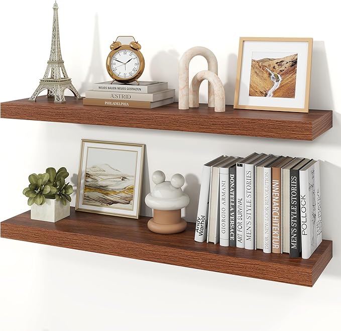 Floating Shelves for Wall, 9.3" Deep Wall Mounted Wood Shelves for Bathroom by Unknown