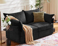 ABCASA Oversized Loveseat Sofa, Modern Modular Sectional Couch Black Fluffy by ABCASA