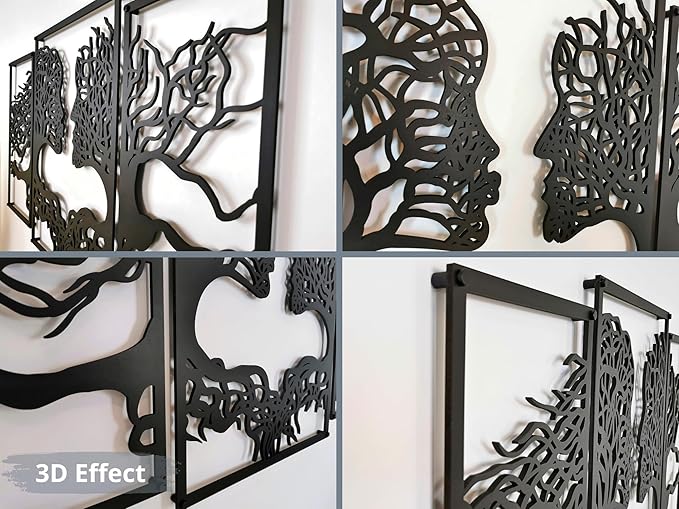 VAILLA Tree of Life Wall Wooden Art Abstract Tree Man Woman Face Large 3D - Image 4