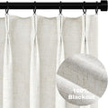 Topfinel Black Out Linen Curtains 54 Inch Long, Pinch Pleat Back Tab Pleated by Topfinel