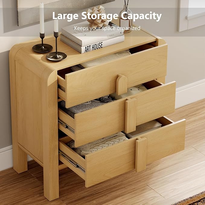 WAMPAT Modern 3 Drawer Nightstand, 31.5" Tall Nightstand End Table Bed Side - Image 6