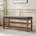 VKNOW 44.3” Wooden Entryway Bench, 2-Tier Upholstered Shoe Bench by VKNOW