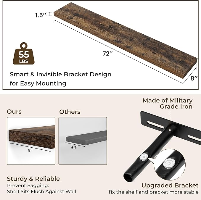 RICHFOCUS 72Inch Floating Shelves - Image 4