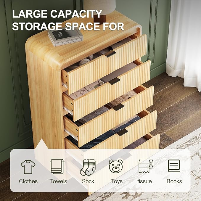 FURSUN Fluted 5 Drawers Dresser - Image 3
