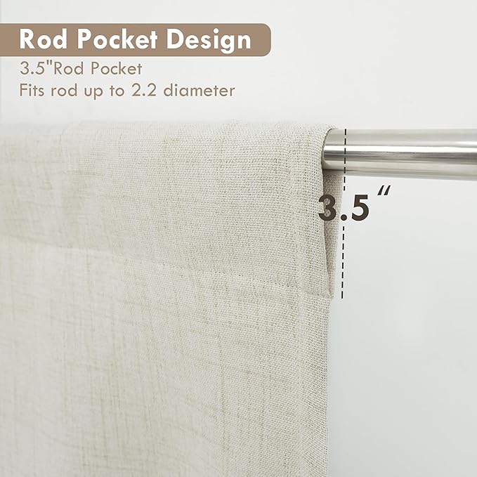 DriftAway Double Layer Linen Blackout Tie Up Curtains Thermal Insulated Fully - Image 3