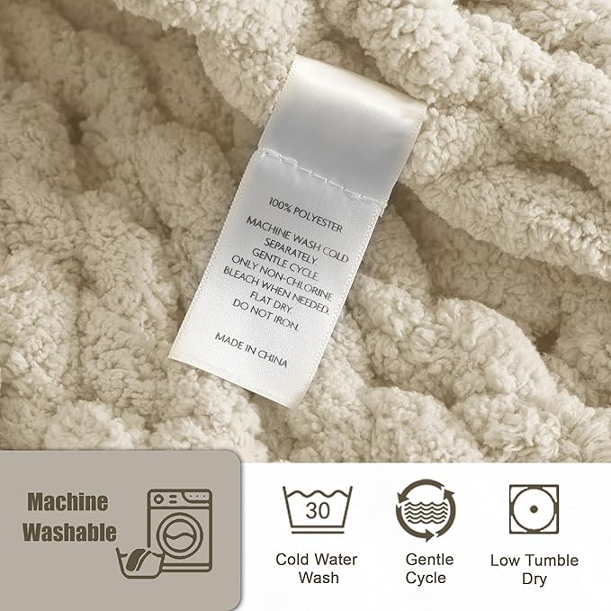 Chunky Knit Throw Blanket 50"X 60", 100% Handmade - Image 5
