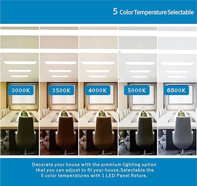 2x4 FT LED Light Flat Panel, 5 CCT 3K | 3.5K | 4K | 5K | 6.5K, Dimmable - Image 2