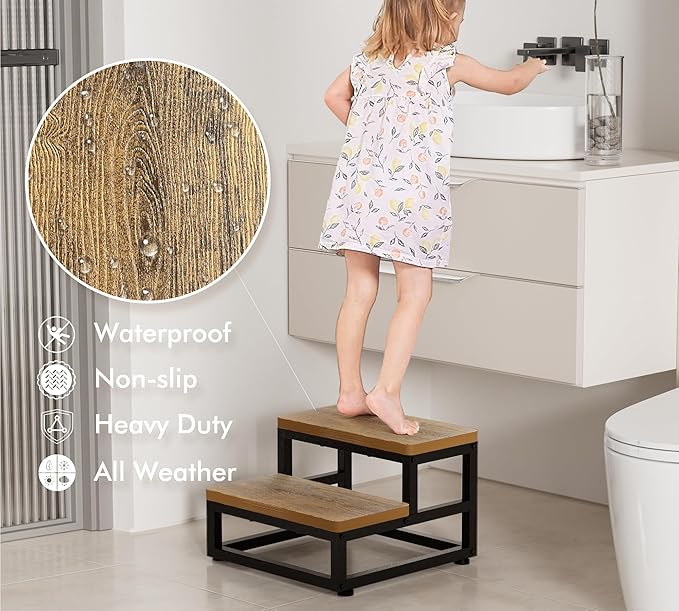 Two Step Stool for Adults Kids, Bed Step Foot Stool - Image 3