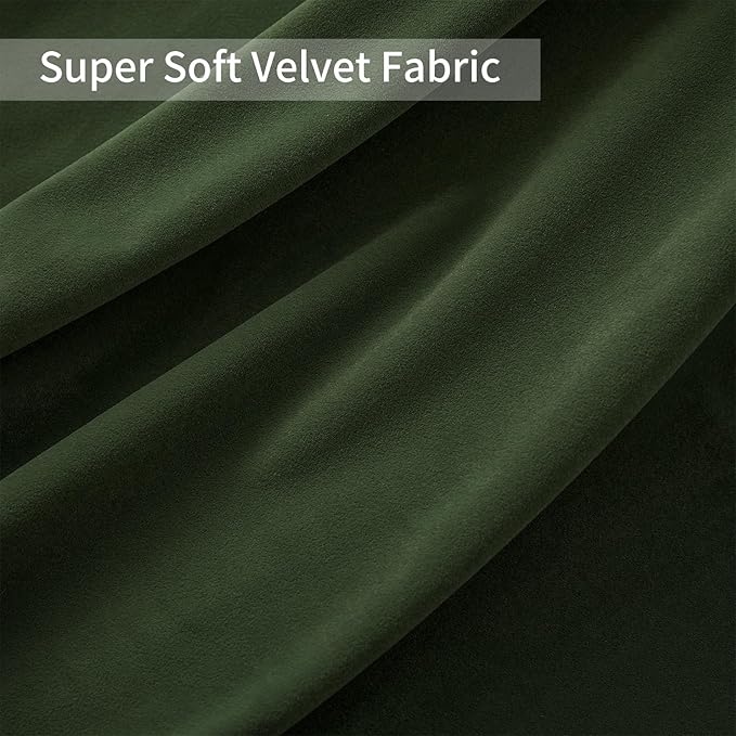 Joydeco Olive Green Velvet Curtains 102 inch Length 2 Panels, Luxury Blackout - Image 5