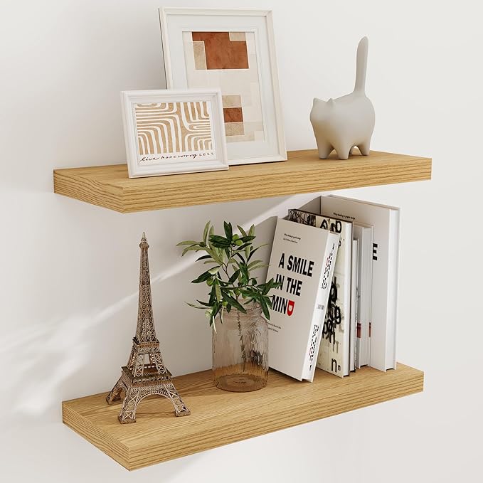 Fun Memories Floating Shelves for Wall, 24 x 9.3 Floating Shelf Wall-Mounted by FunMemories
